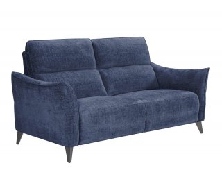 Canapé 2 places RELAX électrique ATTITUDE têtière réglable tissu chenillé bleu nuit