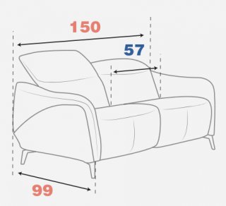 Canapé 2 places relax électrique VALIANT tissu gris clair
