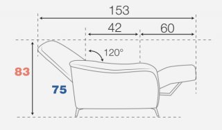 Canapé 2 places relax électrique VALIANT tissu gris clair