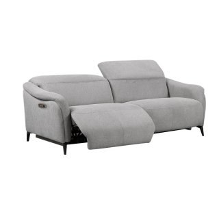 Canapé 2 places relax électrique VALIANT tissu gris clair