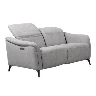 Canapé 2 places relax électrique VALIANT tissu gris clair