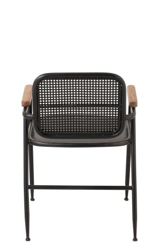 Chaise avec accoudoirs AKIBE en métal noir et bois naturel