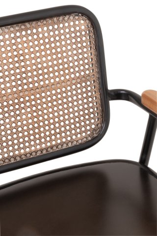 Chaise avec accoudoirs AKIBE en métal noir et bois naturel