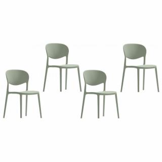 Lot de 4 Chaises ABBY 100% polypropylène recyclé vert thym