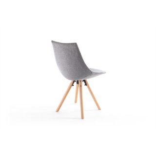 Lot de 2 chaises SYLVAIN tissu gris et pieds hêtre naturel
