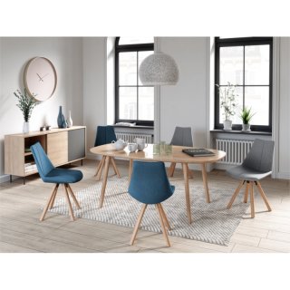 Lot de 2 chaises SYLVAIN tissu gris et pieds hêtre naturel