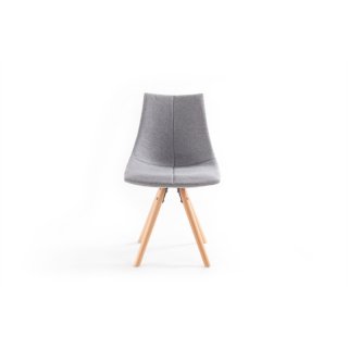 Lot de 2 chaises SYLVAIN tissu gris et pieds hêtre naturel
