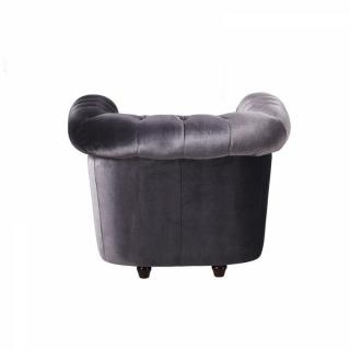 Fauteuil CHESTERFIELD DELUXE en Velours Gris capitonné
