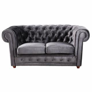 Canapé CHESTERFIELD DELUXE Velours Gris capitonné