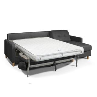 Canapé d'angle NORWAY matelas 16 cm système express sommier lattes RENATONISI tweed gris graphite