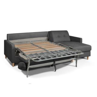 Canapé d'angle NORWAY matelas 16 cm système express sommier lattes RENATONISI tweed gris graphite