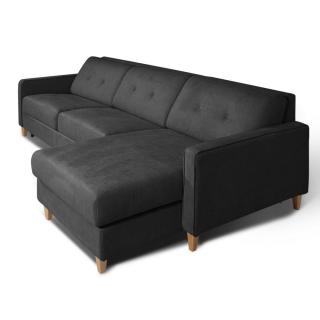 Canapé d'angle NORWAY matelas 16 cm système express sommier lattes RENATONISI tweed gris graphite
