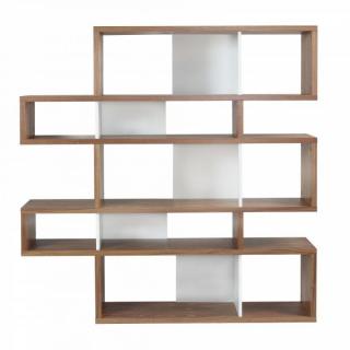 LONDON bibliothèque design 5 niveaux noyer avec fonds blancs LONDON bibliothèque design 5 niveaux noyer avec fonds blancs
