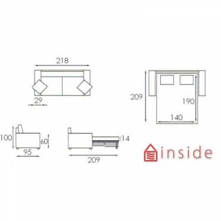Canapé lit 3 Places CLASSICO Convertible ouverture express 140*190*14cm. microfibre écru