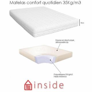 Canapé lit 3 Places CLASSICO Convertible ouverture express 140*190*14cm. microfibre écru