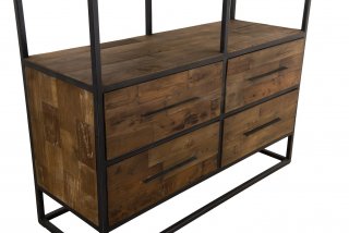 Etagères SIXTINE style industriel 4 tiroirs 4  étagères en bois et métal