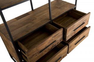 Etagères SIXTINE style industriel 4 tiroirs 4  étagères en bois et métal