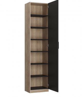 Armoire de rangement style industriel 1 porte KEY  bi-ton chêne noir mat 50 x 42 cm