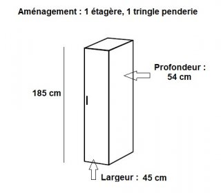 Colonne de rangement LUND penderie chêne naturel 45 x 54 cm profondeur