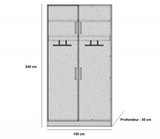 Armoire de rangement penderie 4 portes 100*50 cm hauteur 240 cm