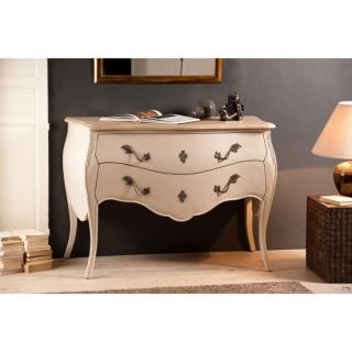 Console baroque VENISE 2 tiroirs coloris argile en manguier