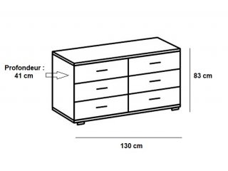 Commode EVA 4 tiroirs chêne châtaigne 2 tiroirs blanc mat