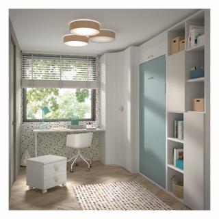 Composition Chambre F-844 Finition : Tiza - Gris - Ocean / Poignée Seta Bois - Most - Push