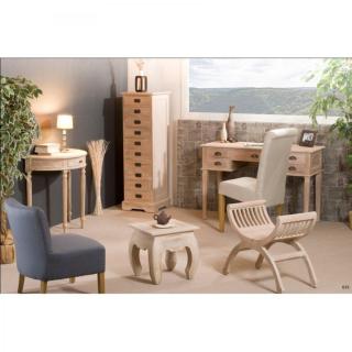 Console demi lune API INES en teck blanchi