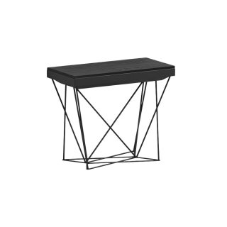 Table console extensible a rallonges AVIANCA plateau Noir charbon largeur 90cm