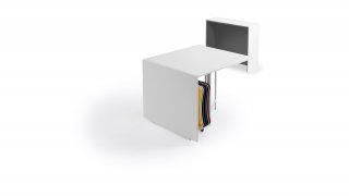 Console extensible Design BALTO avec tables dépliables/chaises intégrées Blanc Mat/Structure Blanc