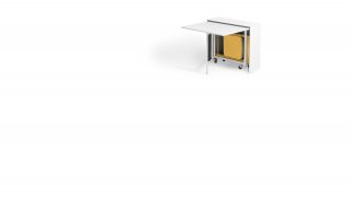 Console extensible Design BALTO avec tables dépliables/chaises intégrées Blanc Mat/Structure Blanc