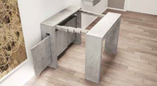 Table console extensible EXODUS finition mélaminé effet marbre blanc L 120 cm 3 allonges.