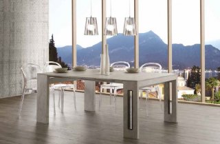 Table console extensible EXODUS finition mélaminé effet marbre blanc L 120 cm 3 allonges.