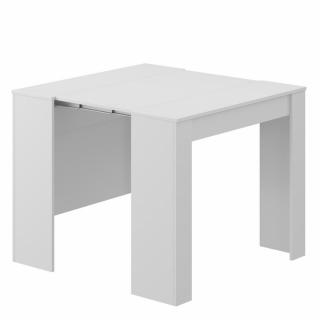 Table console extensible GANDIA blanc brillant jusqu'à 10 couverts avec allonges intégrées