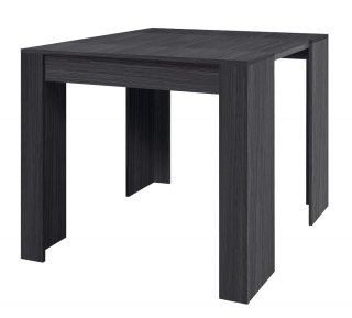 Table console extensible GANDIA gris cendré jusqu'à 10 couverts avec allonges intégrées