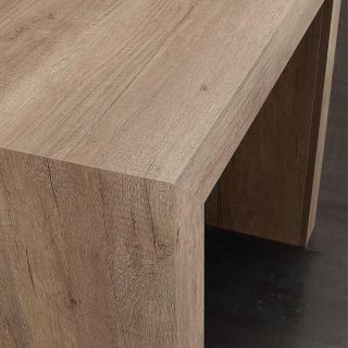 Table console extensible LOGIKA chêne cérusé effet rouvré 90 x 45 cm profondeur, 5 allonges de 50 cm.