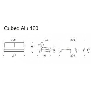 INNOVATION LIVING  Canapé design CUBED 02 ALU convertible 200x160 cm tissu Elegance Green