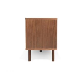 DANN buffet design noyer avec 2 portes blanches piétement noyer