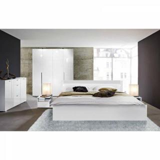 Dressing penderie MILAN trois portes à battant blanc avec carreaux en verre givré, corps blanc mat.