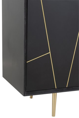 Dressoir design PIKA 160 cm couleur noir et or 4 portes 