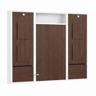 Ensemble table et banc escamotable SECRET 199x160x22cm blanc et chêne milano