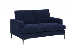 Ensemble canapé droit 3+2 places LANA tissu bleu pieds métal