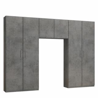 Ensemble de rangement pont 2 portes gris béton largeur 300 cm
