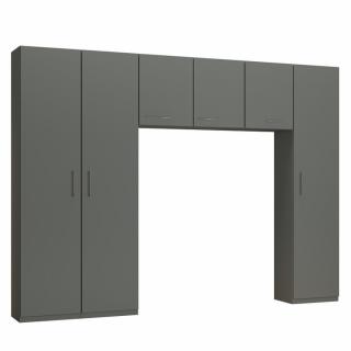 Ensemble de rangement pont 3 portes gris graphite mat largeur 300 cm