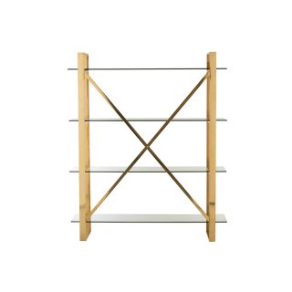 Etagère FELO 4 niveaux acier inoxydable doré / verre