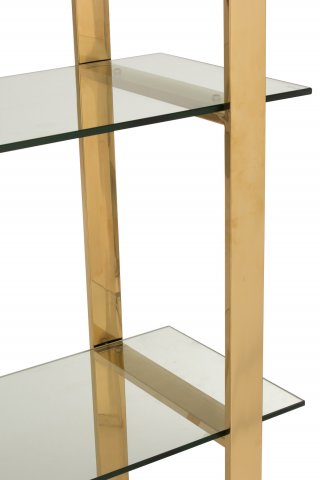 Etagère FELO 4 niveaux acier inoxydable doré / verre