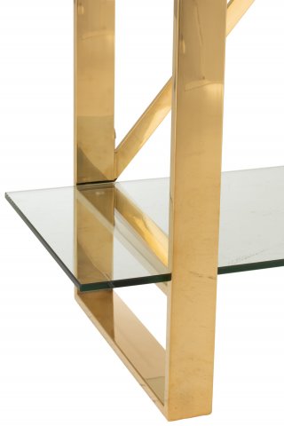 Etagère FELO 4 niveaux acier inoxydable doré / verre