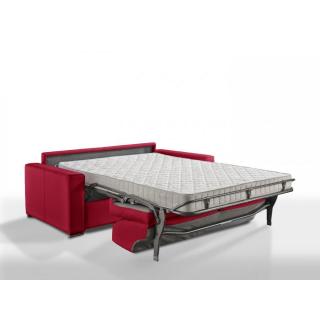 Canapé convertible EXPRESS PREMIUM 120 cm tissu enduit rouge sommier lattes matelas BULTEX