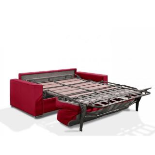 Canapé convertible EXPRESS PREMIUM 120 cm tissu enduit rouge sommier lattes matelas BULTEX