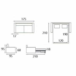 Canapé convertible EXPRESS PREMIUM 120 cm tissu enduit rouge sommier lattes matelas BULTEX